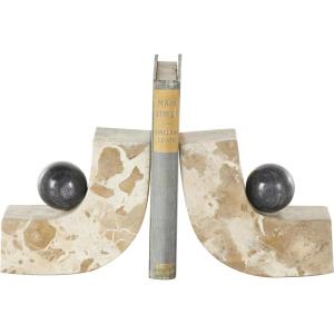 image:imageDeco 79 Marble Globe Decorative Bookends Sleek Orb Non Skid Bookends Set of 2 Office Bookends2 W 7 H WhiteBrown