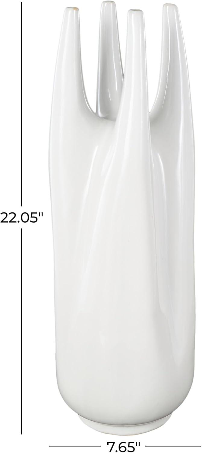 image:imageDeco 79 Ceramic Decorative Vase Centerpiece Vase with Multiple Openings Flower Vase for Home Decoration 7 x 8 x 22 WhiteLARGE SIZE FLOWER VASE CENTERPIECE