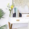 image:imageCosmoLiving by Cosmopolitan Marble Geometric Bookends with Gold Inlay Set of 2 4W 6H WhiteBlack