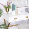 image:imageCosmoLiving by Cosmopolitan Marble Geometric Bookends with Gold Inlay Set of 2 4W 6H WhiteWhite