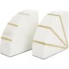image:imageCosmoLiving by Cosmopolitan Marble Geometric Bookends with Gold Inlay Set of 2 4W 6H WhiteWhiteGold