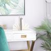 image:imageCosmoLiving by Cosmopolitan Marble Geometric Bookends with Gold Inlay Set of 2 4W 6H WhiteWhiteGold