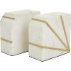 image:imageCosmoLiving by Cosmopolitan Marble Geometric Bookends with Gold Inlay Set of 2 4W 6H WhiteWhiteGold