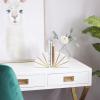 image:imageCosmoLiving by Cosmopolitan Marble Geometric Bookends with Gold Inlay Set of 2 4W 6H WhiteWhiteGold