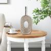 image:imageDeco 79 Aluminum Metal Decorative Vase Circular Centerpiece Vase with Linear Etchings Flower Vase for Home Decoration 7 x 2 x 16 Silver7 x 2 x 16