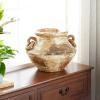 image:imageDeco 79 Ceramic Antique Style Distressed Vase 10 x 10 x 22 BrownBeige