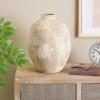 image:imageDeco 79 Ceramic Decorative Vase Antique Short Wide Centerpiece Vase with Shades of Pink Flower Vase for Home Decoration 12 x 12 x 11 BeigeBeige