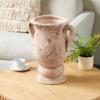 image:imageDeco 79 Ceramic Decorative Vase Antique Style Distressed Centerpiece Vase with Handles Flower Vase for Home Decoration 14 x 11 x 18 CreamPink