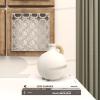 image:imageDeco 79 Ceramic Decorative Vase Jug Inspired Centerpiece Vase with Rattan Wrapped Handle Flower Vase for Home Decoration 9 x 9 x 11 White