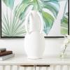 image:imageDeco 79 Ceramic Decorative Vase Textured Centerpiece Vase with 4 Handles Flower Vase for Home Decoration 7 x 7 x 15 CreamCream