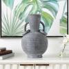 image:imageDeco 79 Ceramic Decorative Vase Textured Centerpiece Vase with 4 Handles Flower Vase for Home Decoration 7 x 7 x 15 CreamGray