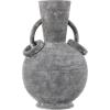 image:imageDeco 79 Ceramic Decorative Vase Textured Centerpiece Vase with 4 Handles Flower Vase for Home Decoration 7 x 7 x 15 CreamGray