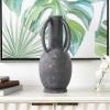 image:imageDeco 79 Ceramic Decorative Vase Textured Centerpiece Vase with 4 Handles Flower Vase for Home Decoration 7 x 7 x 15 CreamGray