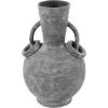image:imageDeco 79 Ceramic Decorative Vase Textured Centerpiece Vase with 4 Handles Flower Vase for Home Decoration 7 x 7 x 15 CreamGray
