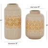 image:imageDeco 79 Ceramic Floral Handmade Decorative Vase Centerpiece Vases with Diamond Pattern Set of 2 Flower Vases for Home Decoration 9 11H Beige