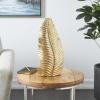 image:imageDeco 79 Ceramic Leaf Slanted Vase 14 x 4 x 15 WhiteGold