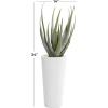 image:imageDeco 79 Faux Foliage Aloe Vera Artificial Plant with Realistic Leaves and White Fiberglass Pot 15 x 14 x 34 GreenGreen