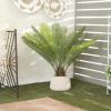 image:imageDeco 79 Faux Foliage Sago Palm Artificial Plant with Pink Ceramic Pot 37 x 39 x 36 Green