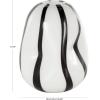 image:imageDeco 79 Glass Decorative Vase Concaved Round Centerpiece Vase with Black Stripes Flower Vase for Home Decoration 9 x 9 x 12 White