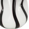 image:imageDeco 79 Glass Decorative Vase Concaved Round Centerpiece Vase with Black Stripes Flower Vase for Home Decoration 9 x 9 x 12 White