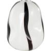 image:imageDeco 79 Glass Decorative Vase Concaved Round Centerpiece Vase with Black Stripes Flower Vase for Home Decoration 9 x 9 x 12 White