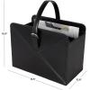 image:imageDeco 79 Leather Handmade Decorative Magazine Holder Box Style Single Slot Magazine Rack with Detail Stitching and Curved Buckle Handles File Holder 15 x 10 x 17 BrownBlack