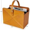 image:imageDeco 79 Leather Handmade Decorative Magazine Holder Box Style Single Slot Magazine Rack with Detail Stitching and Curved Buckle Handles File Holder 15 x 10 x 17 BrownBrown