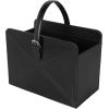image:imageDeco 79 Leather Handmade Decorative Magazine Holder Box Style Single Slot Magazine Rack with Detail Stitching and Curved Buckle Handles File Holder 15 x 10 x 17 BrownBlack