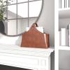 image:imageDeco 79 Leather Handmade Magazine Holder Box Style Single Slot with Curved Buckle Handle 16 x 8 x 14 Brown