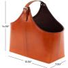 image:imageDeco 79 Leather Handmade Magazine Holder Box Style Single Slot with Curved Buckle Handle 16 x 8 x 14 Brown