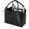 image:imageDeco 79 Leather Handmade Magazine Holder Box Style Single Slot with Detail Stitching and Curved Buckle Handles 16 x 10 x 18 Black