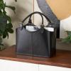 image:imageDeco 79 Leather Handmade Magazine Holder Box Style Single Slot with Detail Stitching and Curved Buckle Handles 16 x 10 x 18 Black