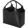 image:imageDeco 79 Leather Handmade Magazine Holder Box Style Single Slot with Detail Stitching and Curved Buckle Handles 16 x 10 x 18 Black
