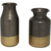 image:imageDeco 79 Metal Decorative Vase Textured Centerpiece Vase Flower Vase for Home Decoration 7 x 7 x 17 GrayGold