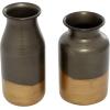 image:imageDeco 79 Metal Decorative Vase Textured Centerpiece Vase Flower Vase for Home Decoration 7 x 7 x 17 GrayGold