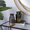 image:imageDeco 79 Metal Decorative Vase Textured Centerpiece Vase Flower Vase for Home Decoration 7 x 7 x 17 GrayGold