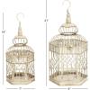 image:imageDeco 79 Metal Scroll Birdcage Distressed Wire with Latch Lock Closure and Hanging Hook Set of 2 21 18H Cream