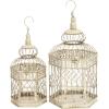image:imageDeco 79 Metal Scroll Birdcage Distressed Wire with Latch Lock Closure and Hanging Hook Set of 2 21 18H Cream