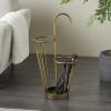 image:imageDeco 79 Metal Umbrella Stand 2 Section with Umbrella Shaped Handle 13 x 8 x 27 BlackGold