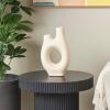 image:imageDeco 79 Paper Mache Decorative Vase Abstract Rounded Centerpiece Vase with Double Openings Flower Vase for Home Decoration 9 x 3 x 12 BeigeBeige
