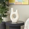 image:imageDeco 79 Paper Mache Decorative Vase Abstract Rounded Centerpiece Vase with Double Openings Flower Vase for Home Decoration 9 x 3 x 12 BeigeBeige