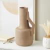 image:imageDeco 79 Paper Mache Decorative Vase Abstract Rounded Centerpiece Vase with Double Openings Flower Vase for Home Decoration 9 x 3 x 12 BeigeBrown