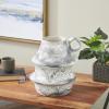 image:imageDeco 79 Paper Mache Decorative Vase Distressed Fluted Centerpiece Vase with Light Gray Texturing and Ring Handle Flower Vase for Home Decoration 12 x 11 x 15 Light Gray