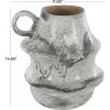 image:imageDeco 79 Paper Mache Decorative Vase Distressed Fluted Centerpiece Vase with Light Gray Texturing and Ring Handle Flower Vase for Home Decoration 12 x 11 x 15 Light Gray