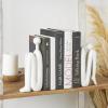 image:imageDeco 79 Polystone People Decorative Bookends Non Skid Bookends Set of 2 Office Bookends4 W 9 H BronzeWhite