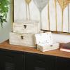 image:imageDeco 79 Wood Tree Handmade Decorative Box Decorative Keepsake Boxes with Hinged Lid Set of 3 Storage Boxes BrownWhite