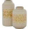 image:imageDeco 79 Ceramic Floral Handmade Decorative Vase Centerpiece Vases with Diamond Pattern Set of 2 Flower Vases for Home Decoration 9 11H Beige