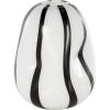 image:imageDeco 79 Glass Decorative Vase Concaved Round Centerpiece Vase with Black Stripes Flower Vase for Home Decoration 9 x 9 x 12 White