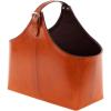 image:imageDeco 79 Leather Handmade Magazine Holder Box Style Single Slot with Curved Buckle Handle 16 x 8 x 14 Brown