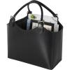 image:imageDeco 79 Leather Handmade Magazine Holder Box Style Single Slot with Detail Stitching and Curved Buckle Handles 16 x 10 x 18 Black